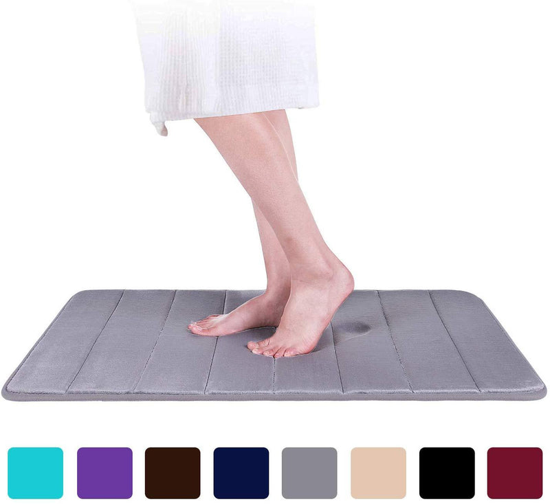 Office Marshal Memory Foam Soft Bath Mats - Non Slip Absorbent Bathroom Rugs Extra Large Size Runner Long Mat for Kitchen Bathroom Floors 24"x70", Grey