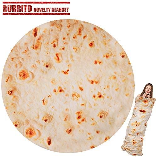 LetsFunny Burrito Tortilla Wrap Blanket, Burrito Wrap Novelty Blanket Tortilla Towel for Adults/Kids, Giant Round Beach Towel/Throw Blanket/Picnic Blanket (Yellow 6, 71.00)