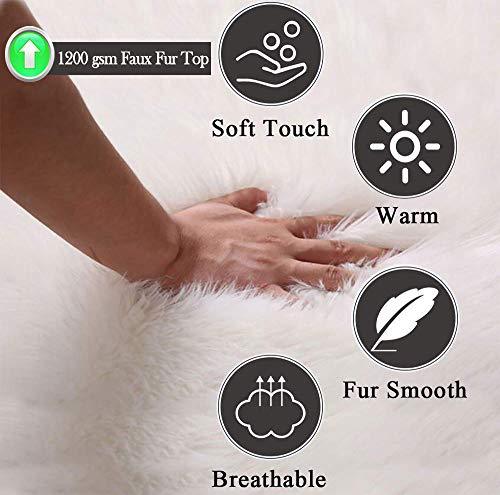 PAGISOFE Soft Faux Sheepskin Fluffy Rugs for Bedroom Kids Room, High Pile Faux Fur Area Rug Bedside Floor Carpet Photography, 3x5 Feet Rectangular Grey