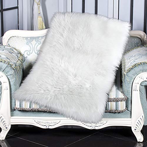 PAGISOFE Soft Faux Sheepskin Fluffy Rugs for Bedroom Kids Room, High Pile Faux Fur Area Rug Bedside Floor Carpet Photography, 3x5 Feet Rectangular Grey