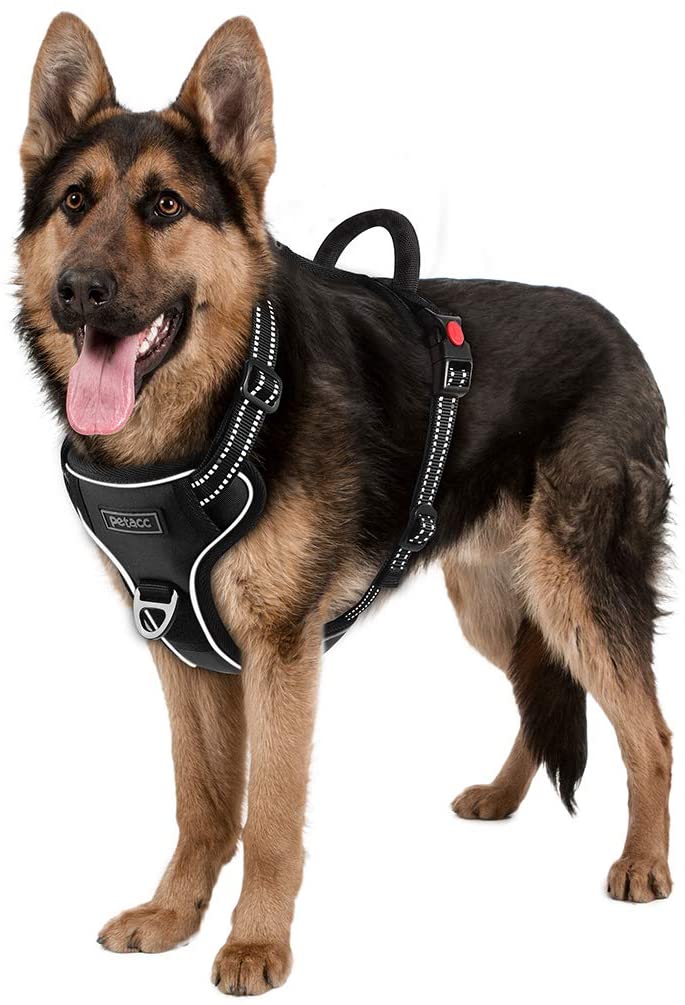 Petacc Dog Harness No-Pull Pet Harness Adjustable Outdoor Pet Reflective Vest Dog Walking Harness with Postpositive D-Ring Buckle and Handle for Small Medium Large Dogs