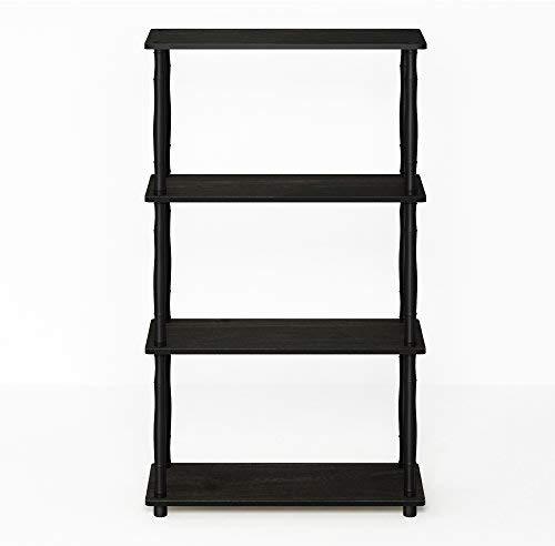 Furinno (99557BK/GY) Turn-N-Tube 4-Tier Multipurpose Shelf Display Rack - Black/Grey