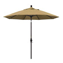 California Umbrella 9' Round Aluminum Market Umbrella, Crank Lift, Collar Tilt, White Pole, Sunbrella Pacific Blue