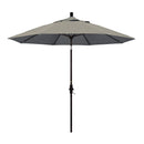 California Umbrella 9' Round Aluminum Market Umbrella, Crank Lift, Collar Tilt, White Pole, Sunbrella Pacific Blue