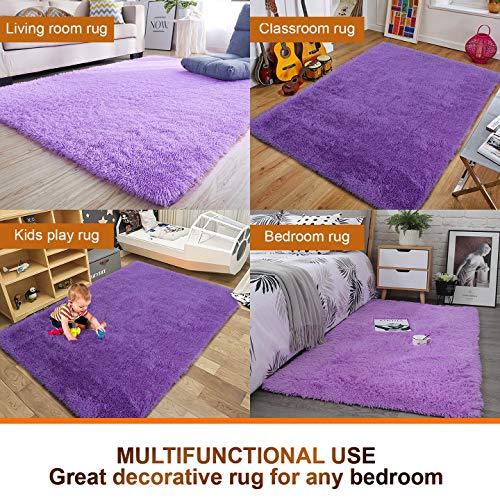 PAGISOFE Ultra Soft 4.5cm Velvet Bedroom Rugs Kids Room Carpet Modern Shaggy Area Rugs Home Decor 2.6' X 5.3', Hot-Pink