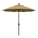 California Umbrella 9' Round Aluminum Market Umbrella, Crank Lift, Collar Tilt, White Pole, Sunbrella Pacific Blue