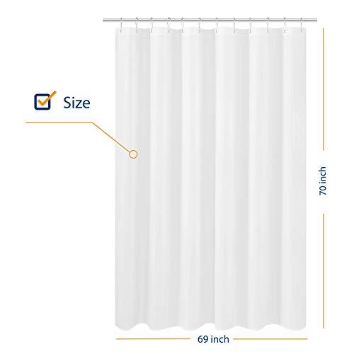 N&Y HOME Caregiver Attendant 36 inches Height Weighted Fabric Shower Curtain Machine Washable,Water Repellent Bathroom Curtains with Grommets, White, 48x36 inch