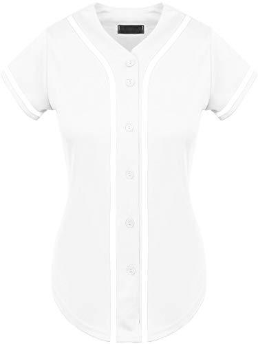 Hat and Beyond Womens Baseball Button Down Tee Short Sleeve Softball Jersey Active Shirts Made in USA