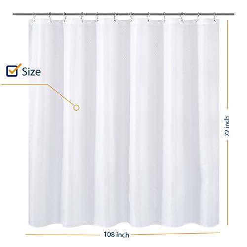 N&Y HOME Extra Long Shower Curtain Liner Fabric 72 x 96 inches, Hotel Quality, Washable, Water Repellent, White Spa Bathroom Curtains with Grommets, 72x96