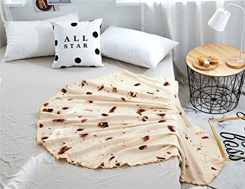 LetsFunny Realistic Food Novelty Blanket, Soft and Cozy Fleece, Perfectly Round Tortilla Throws Blanket (Donut&Coffee, 59 inches)