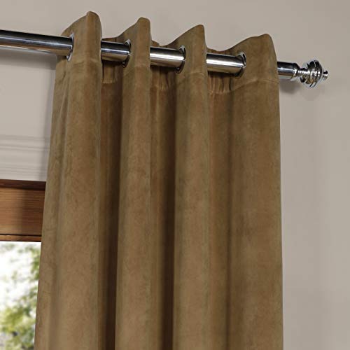 Half Price Drapes VPCH-184005-108-GRBO Signature Grommet Blackout Velvet Curtain, Natural Grey, 50 X 108