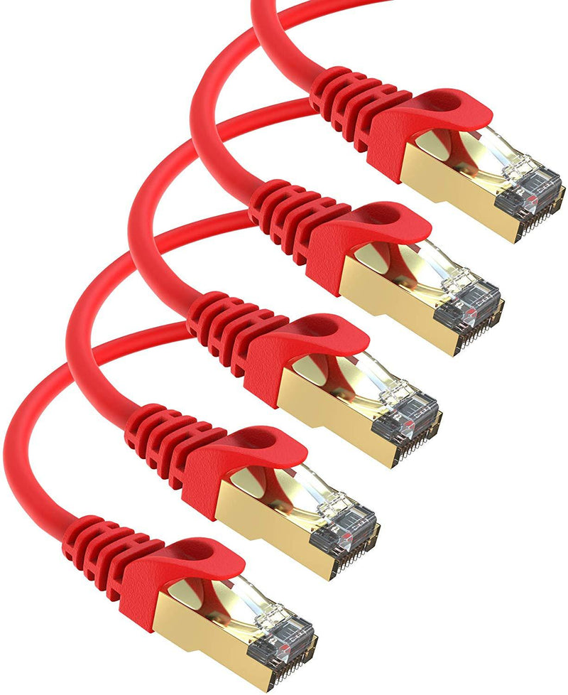 Maximm Cat7 Ethernet Cable, 15 Feet, Green, 5-Pack - Pure Copper - RJ45 Gold-Plated Snagless Connectors 600 MHz, 10 Gbps. for Fast Network & Computer Networking + Cable Clips and Ties