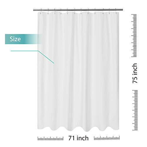 Mrs Awesome Embossed Microfiber Fabric Stall Shower Curtain Liner 54 x 72 inch, Washable and Water Repellent, White