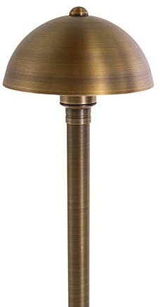 Mushroom 12V Brass Path Light (6" Shade, 25" Tall) by sunduck