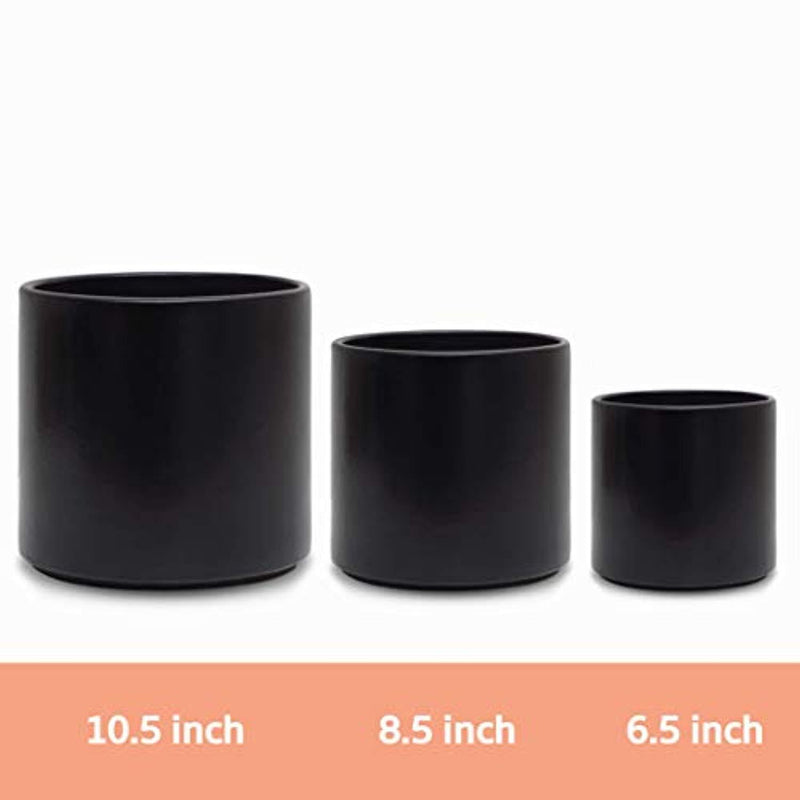 Indoor Flower Pot | Large Modern Planter, Terracotta Ceramic Plant Pot - Plant Container Great for Plant Stands (8.5 inch, Black)