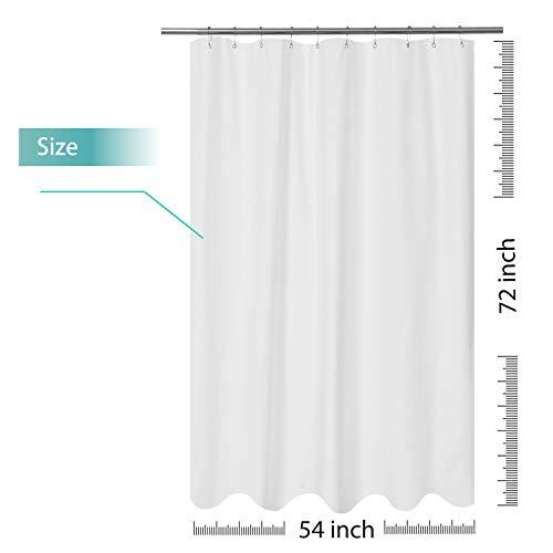 Mrs Awesome Embossed Microfiber Fabric Stall Shower Curtain Liner 54 x 72 inch, Washable and Water Repellent, White