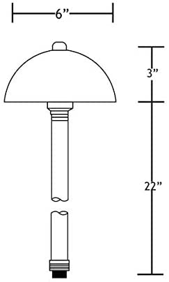 Mushroom 12V Brass Path Light (6" Shade, 25" Tall) by sunduck