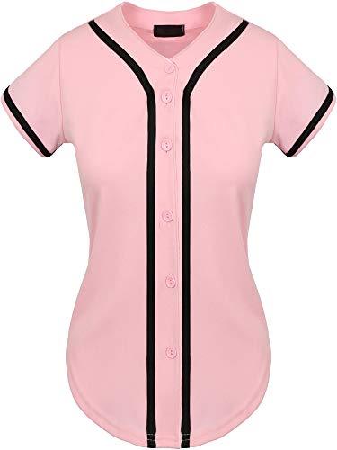 Hat and Beyond Womens Baseball Button Down Tee Short Sleeve Softball Jersey Active Shirts Made in USA