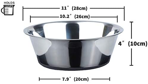 Kulmeo No Spill Non-Skid Stainless Steel Deep Dog Bowls