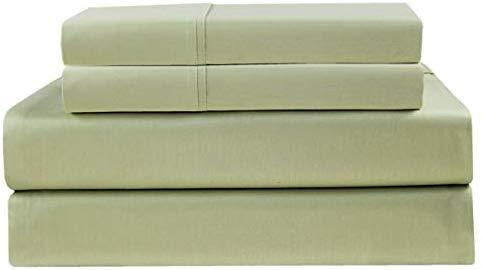 COTTON CRAFT - Ultra-Soft 400-Thread-Count Full Size Sheet Set in Sage, Premium 100% Pure Combed Cotton, 4-Piece Sateen Bedding Set with 1 Deep-Pocket Fitted Sheet, 1 Flat Sheet & 2 Pillowcases