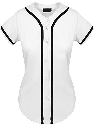 Hat and Beyond Womens Baseball Button Down Tee Short Sleeve Softball Jersey Active Shirts Made in USA