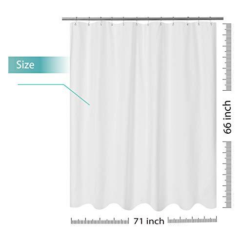 Mrs Awesome Embossed Microfiber Fabric Stall Shower Curtain Liner 54 x 72 inch, Washable and Water Repellent, White