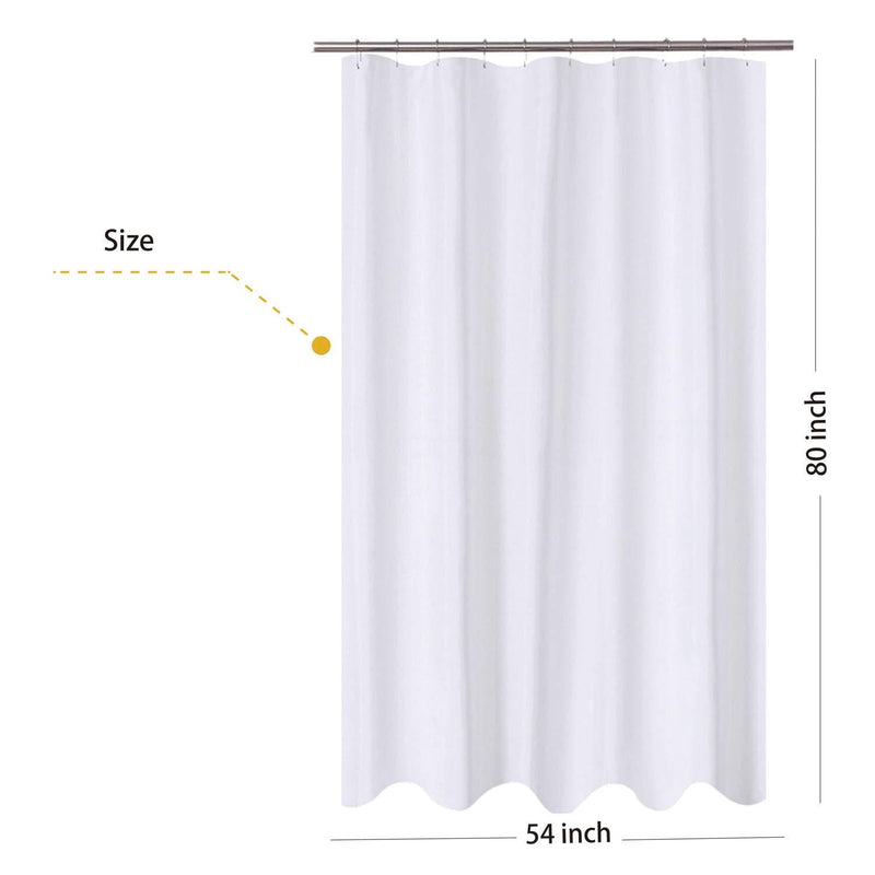 N&Y HOME Extra Long Shower Curtain Liner Fabric 72 x 96 inches, Hotel Quality, Washable, Water Repellent, White Spa Bathroom Curtains with Grommets, 72x96