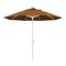 California Umbrella 9' Round Aluminum Market Umbrella, Crank Lift, Collar Tilt, White Pole, Sunbrella Pacific Blue