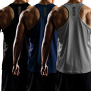 DRSKIN Men's 2~3 Pack Dry Fit Y-Back Gym Muscle Tank Mesh Sleeveless Top Fitness Training Cool Dry Athletic Workout