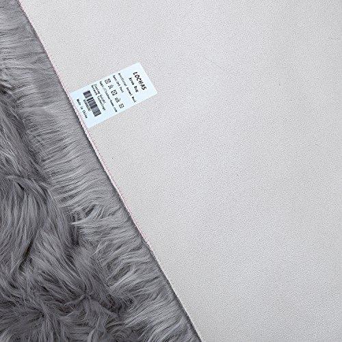 PAGISOFE Soft Faux Sheepskin Fluffy Rugs for Bedroom Kids Room, High Pile Faux Fur Area Rug Bedside Floor Carpet Photography, 3x5 Feet Rectangular Grey