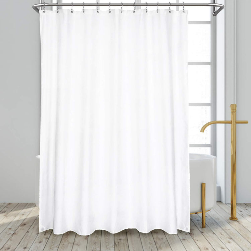 N&Y HOME Caregiver Attendant 36 inches Height Weighted Fabric Shower Curtain Machine Washable,Water Repellent Bathroom Curtains with Grommets, White, 48x36 inch