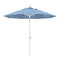 California Umbrella 9' Round Aluminum Market Umbrella, Crank Lift, Collar Tilt, White Pole, Sunbrella Pacific Blue