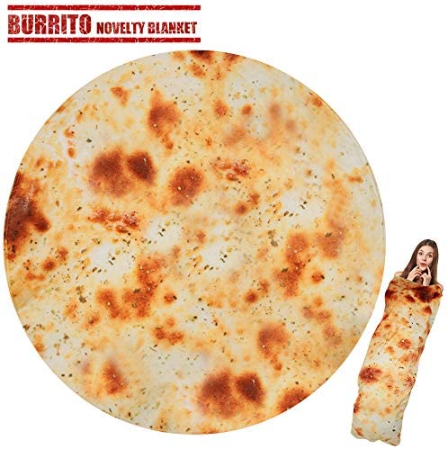 LetsFunny Burrito Tortilla Wrap Blanket, Burrito Wrap Novelty Blanket Tortilla Towel for Adults/Kids, Giant Round Beach Towel/Throw Blanket/Picnic Blanket (Yellow 6, 71.00)