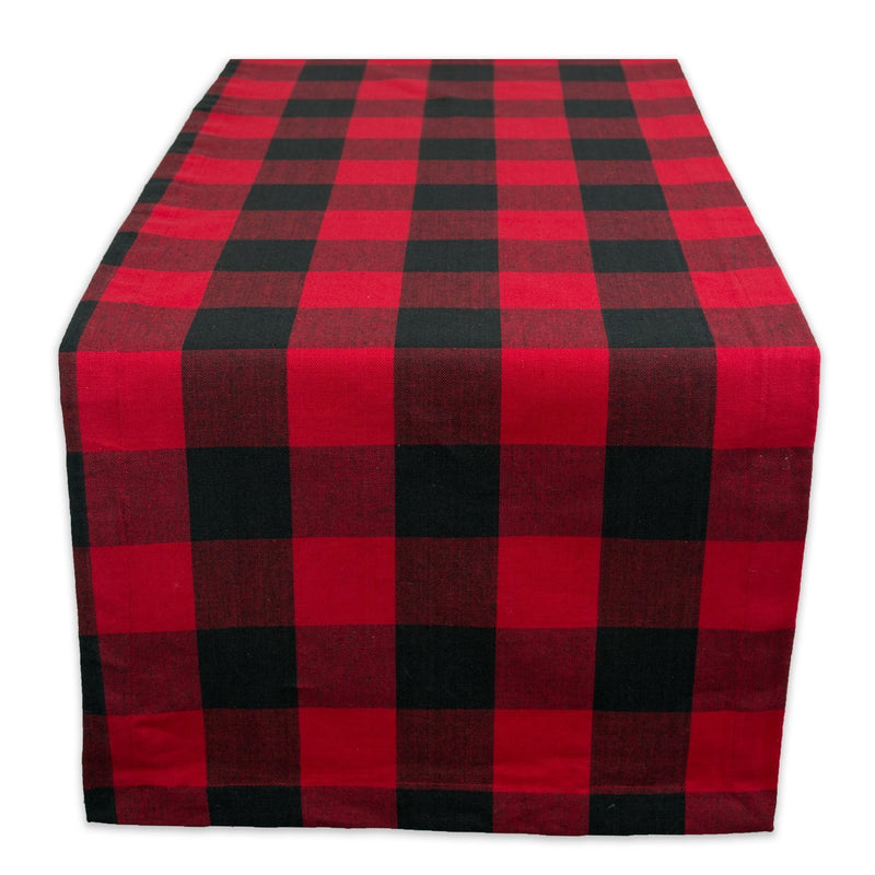 DII Cotton Buffalo Check Table Runner for Family Dinners or Gatherings, Indoor or Outdoor Parties, Halloween, & Everyday Use (14x72",  Seats 4-6 People), Orange & Black