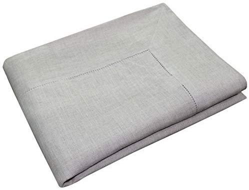 COTTON CRAFT 100% Linen Hemstitch Table Cloth - Size 60x108 Charcoal - Hand Crafted and Hand Stitched Table Cloth with Hemstitch detailing.