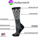 MadSportsStuff Elite Basketball Socks with Net Crew Length - Made in The USA