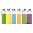 Seacoast - 18 Oz Glass Juice Bottles With Regular 18/10 Steel Caps (6, Clear)