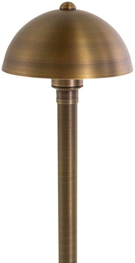 Mushroom 12V Brass Path Light (6" Shade, 25" Tall) by sunduck