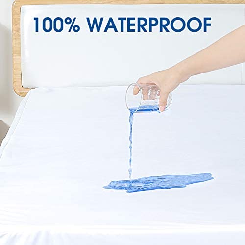 BYSURE King Mattress Pad Deep Pocket Liquids Resist, Dust Proof, Soft Terry Cotton Surface Fitted-Style 16"-18" 100% Waterproof Mattress Protector