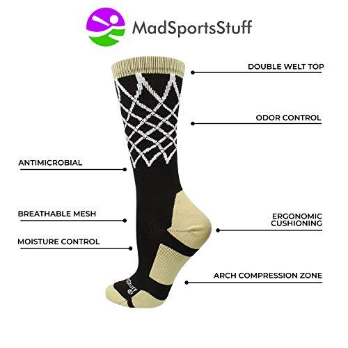 MadSportsStuff Elite Basketball Socks with Net Crew Length - Made in The USA