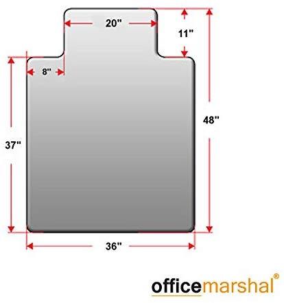 Office Marshal Black Polycarbonate Office Chair Mat - 36" x 48" - Hard Floor Protection - No-Recycling Material - High Impact Strength