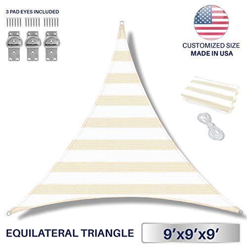 Windscreen4less 8' x 8' x 8' Triangle Sun Shade Sail - Beige Durable UV Shelter Canopy for Patio Outdoor Backyard - Custom Size Available