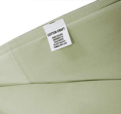 COTTON CRAFT - Ultra-Soft 400-Thread-Count Full Size Sheet Set in Sage, Premium 100% Pure Combed Cotton, 4-Piece Sateen Bedding Set with 1 Deep-Pocket Fitted Sheet, 1 Flat Sheet & 2 Pillowcases