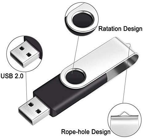 4GB USB Flash Drive Bulk 10 Pack Portable Zip Drives, Portable Thumb Drive 4 GB Swivel USB 2.0 Memory Stick Data Storage, Metal Pen Drive Flash Disk Multi Pack Jump Drives in Black by FEBNISCTE