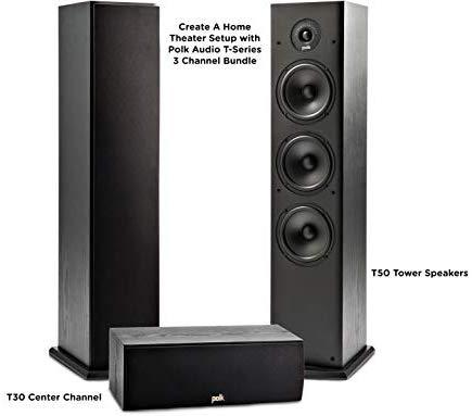 Polk T50 150 Watt Home Theater Floor Standing Tower Speaker (Single) - Premium Sound at a Great Value | Dolby and DTS Surround