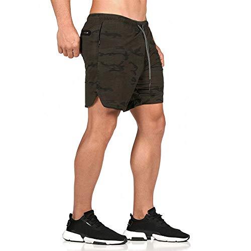 EVERWORTH Men's 2-in-1 Bodybuilding Workout Shorts Lightweight Gym Training Short Running Athletic Jogger with Zipper Pockets