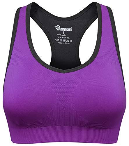 BAOMOSI Women's Seamless Racerback Sports Bra High Impact Support Yoga Gym Workout Fitness