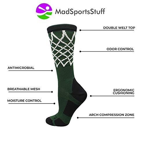 MadSportsStuff Elite Basketball Socks with Net Crew Length - Made in The USA