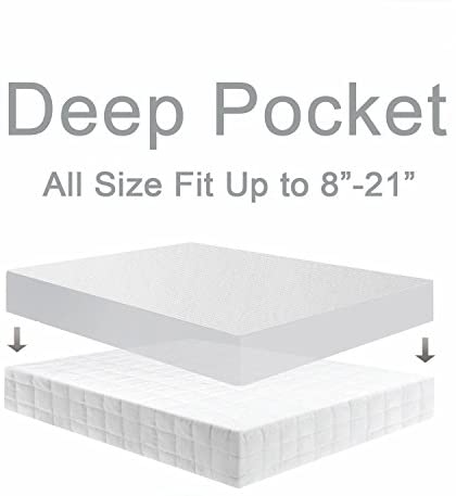 Balichun Pillowtop Full Mattress Pad Cover 300TC 100% Cotton Down Alternative Filled Mattress Topper with 8-21-Inch Deep Pocket (White, Full)