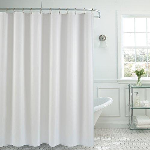 Mrs Awesome Embossed Microfiber Fabric Stall Shower Curtain Liner 54 x 72 inch, Washable and Water Repellent, White